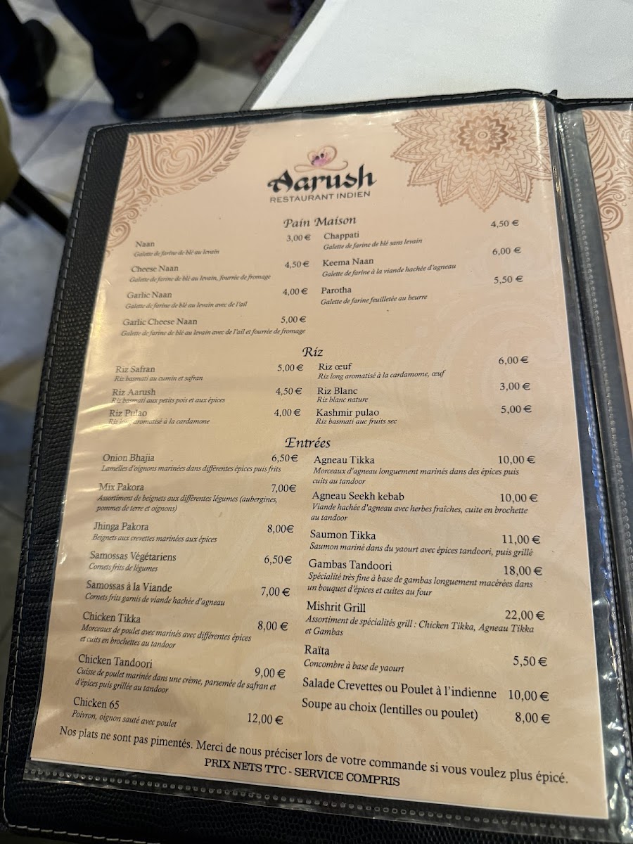 Menu Aarush-5