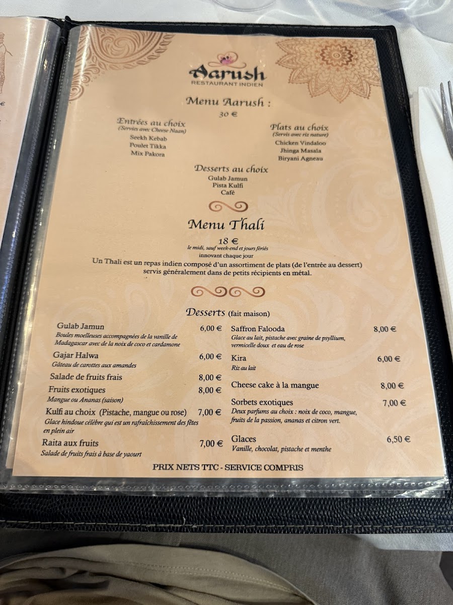 Menu Aarush-9