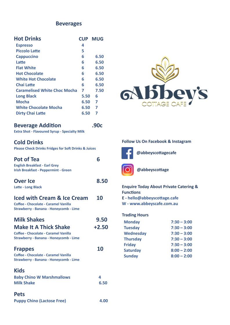 Menu Abbey's Cottage Cafe-1