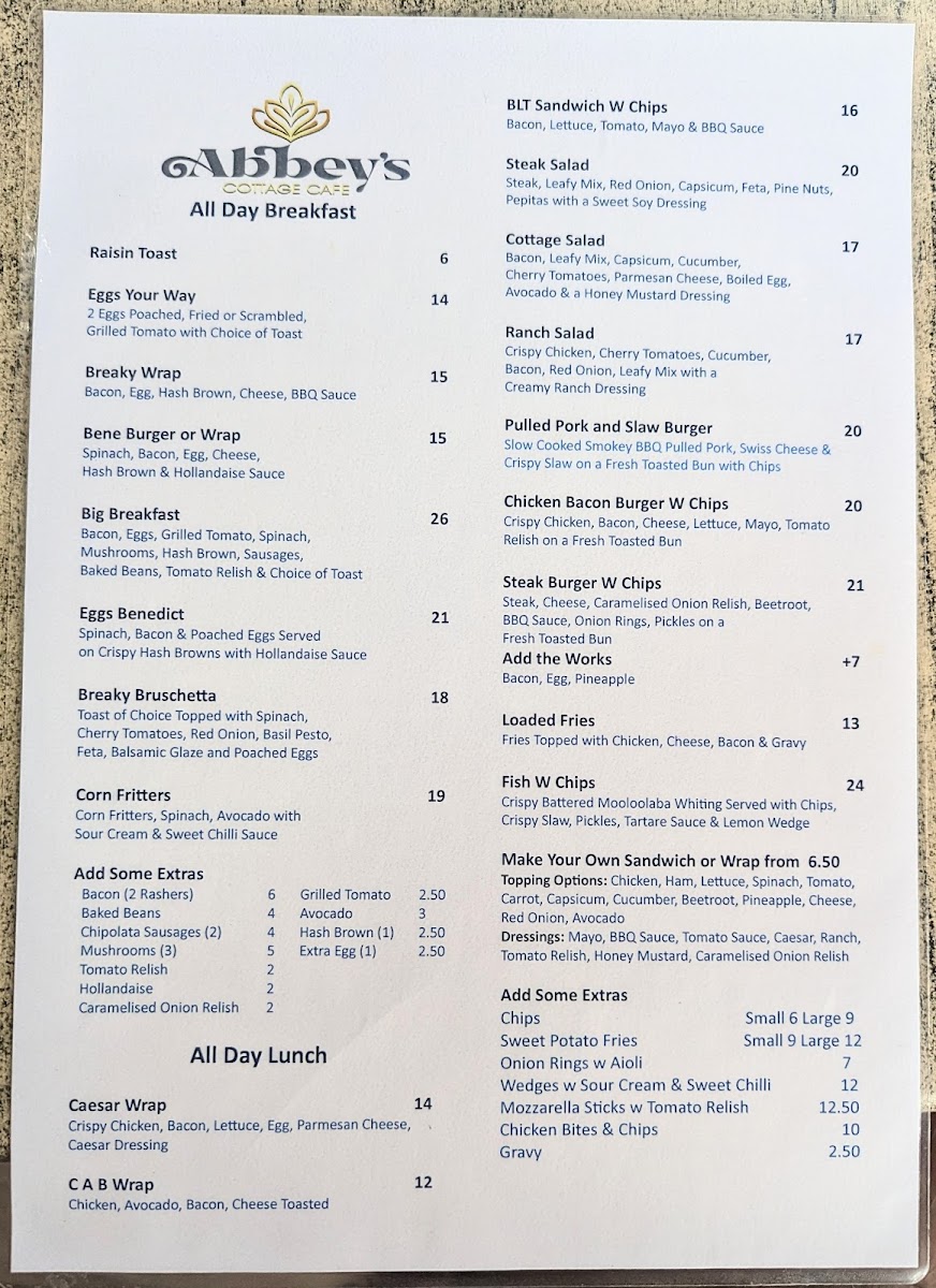 Menu Abbey's Cottage Cafe-3