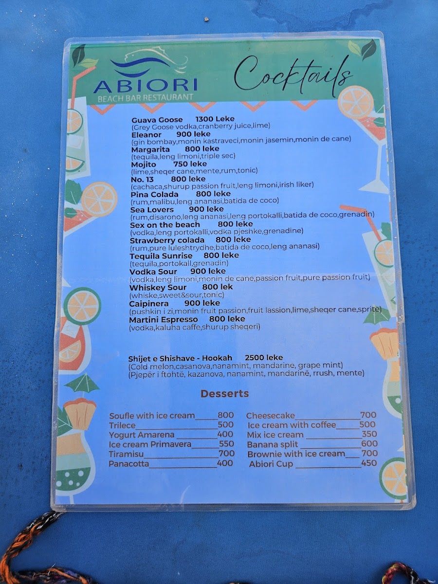 Menu Abiori Restaurant Pizzeria Ksamil-10