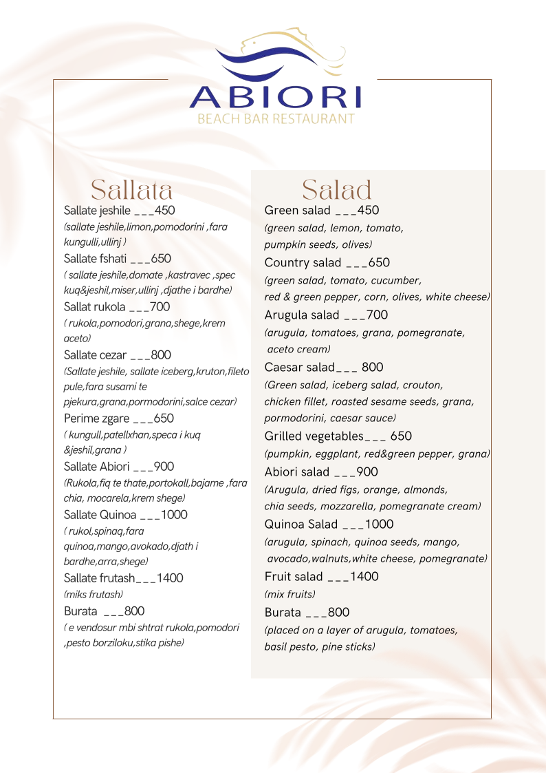 Menu Abiori Restaurant Pizzeria Ksamil-3