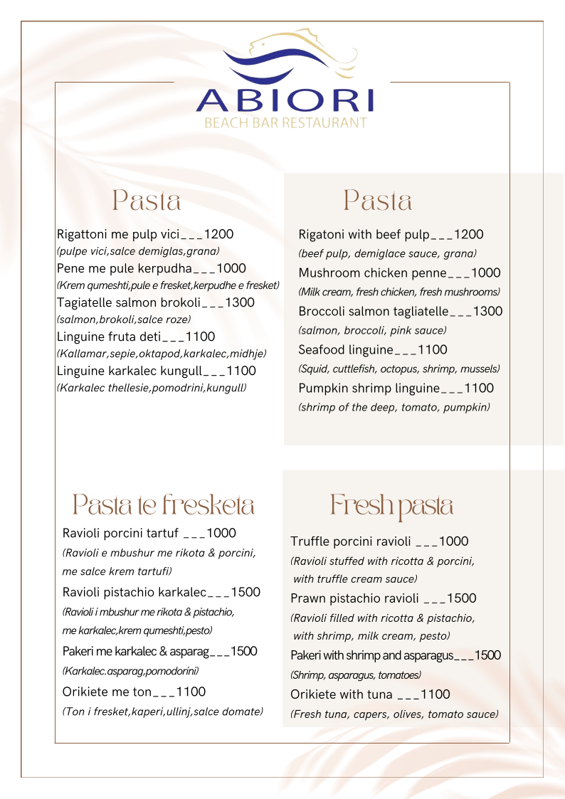 Menu Abiori Restaurant Pizzeria Ksamil-4