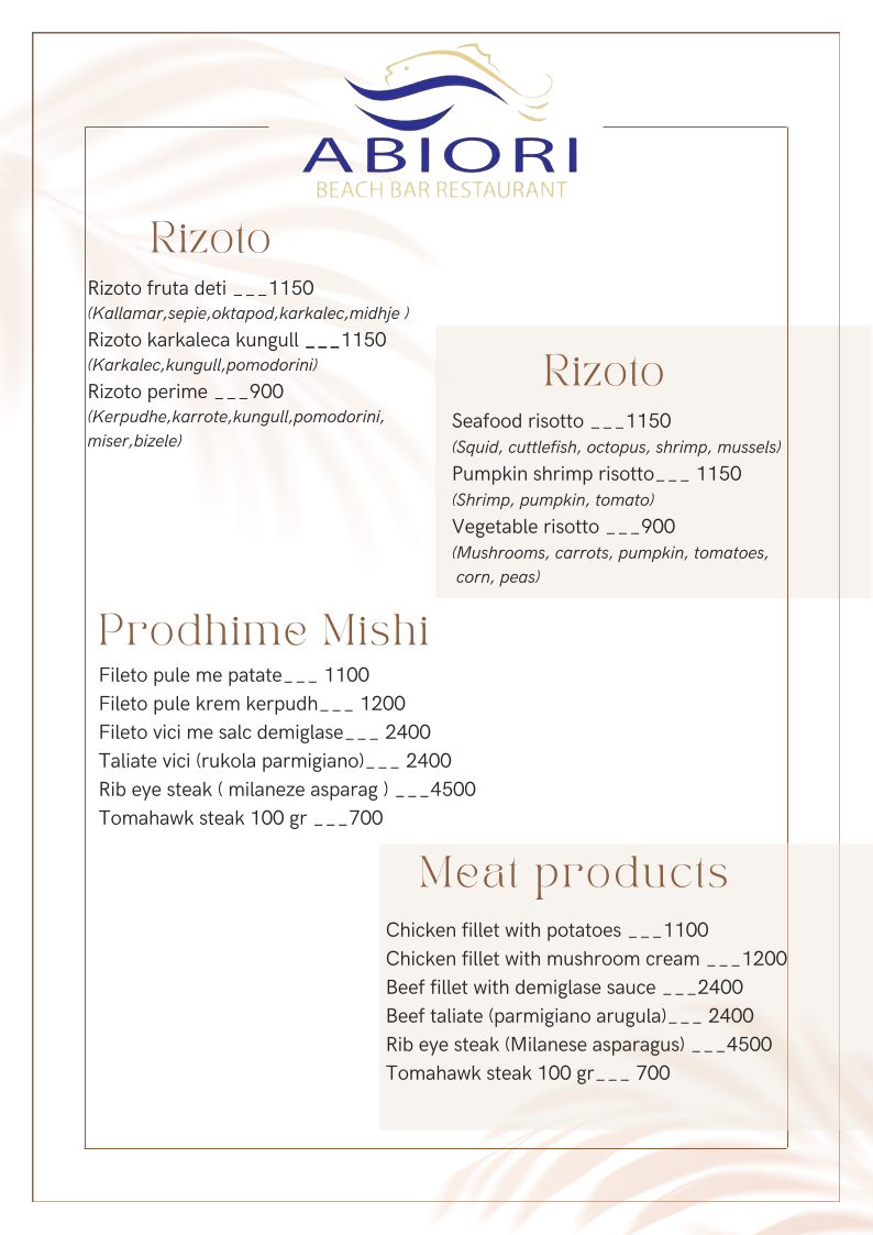 Menu Abiori Restaurant Pizzeria Ksamil-6