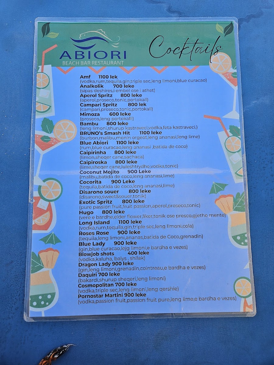 Menu Abiori Restaurant Pizzeria Ksamil-8