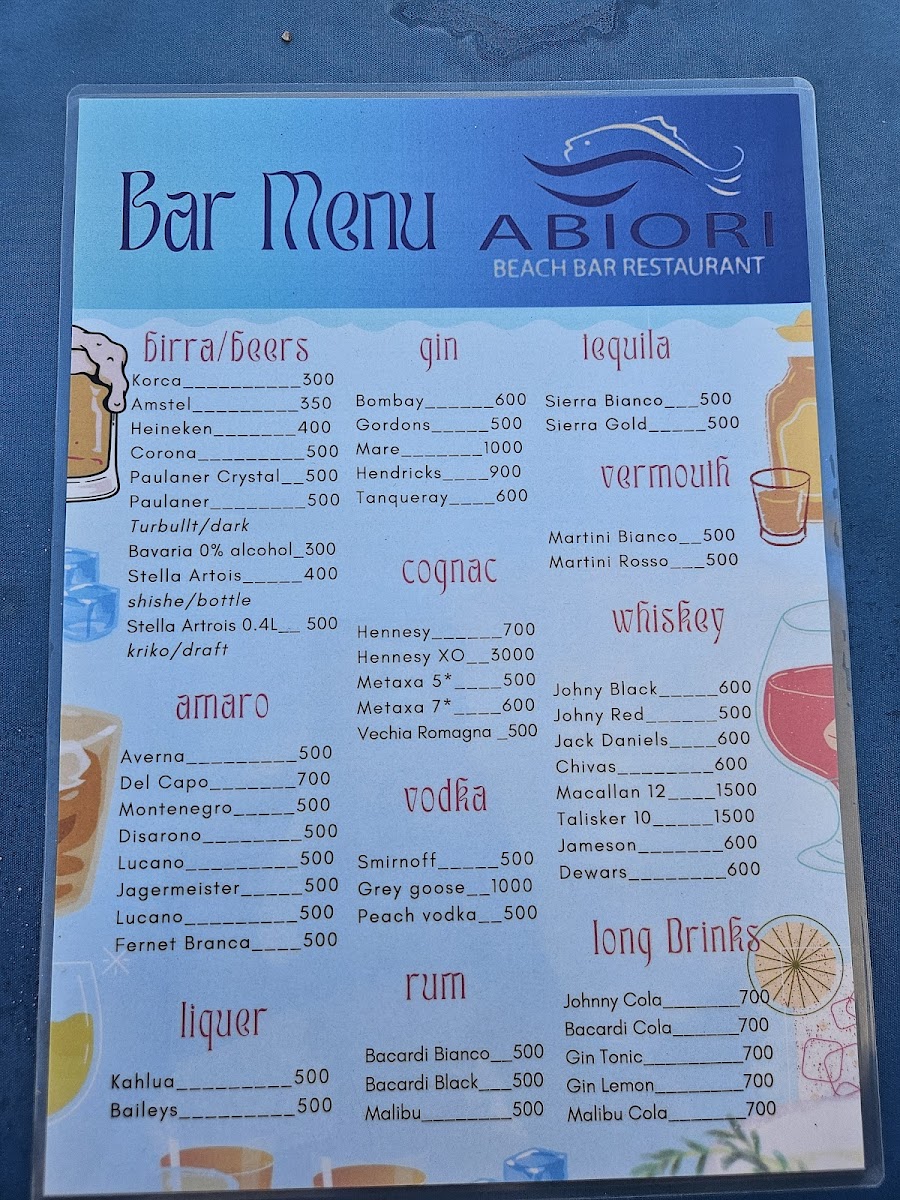 Menu Abiori Restaurant Pizzeria Ksamil-9