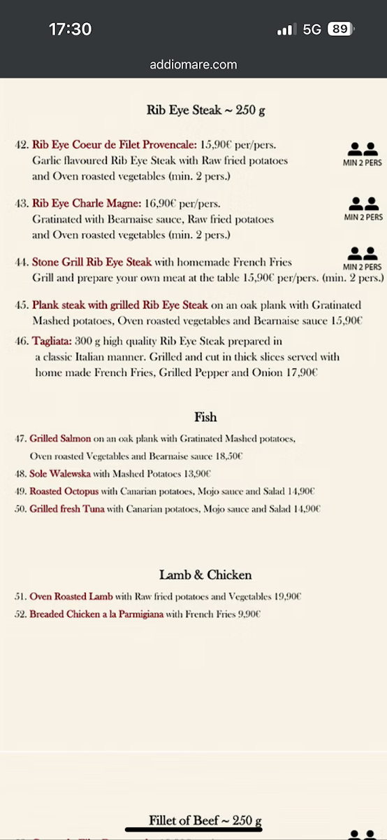 Menu Addio Mare San Agustin-2