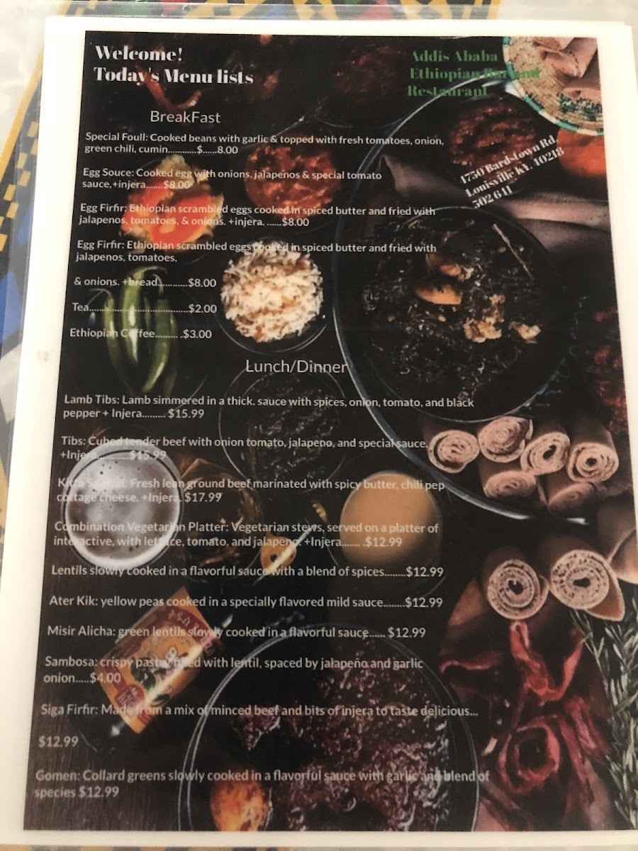 Menu Addis Ababa Ethiopian Bar & Restaurant-7