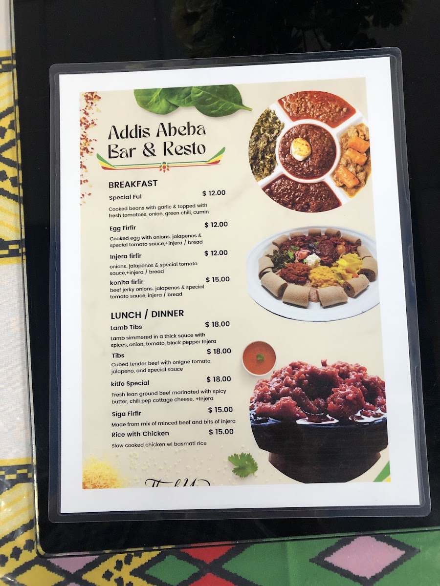 Menu Addis Ababa Ethiopian Bar & Restaurant-8