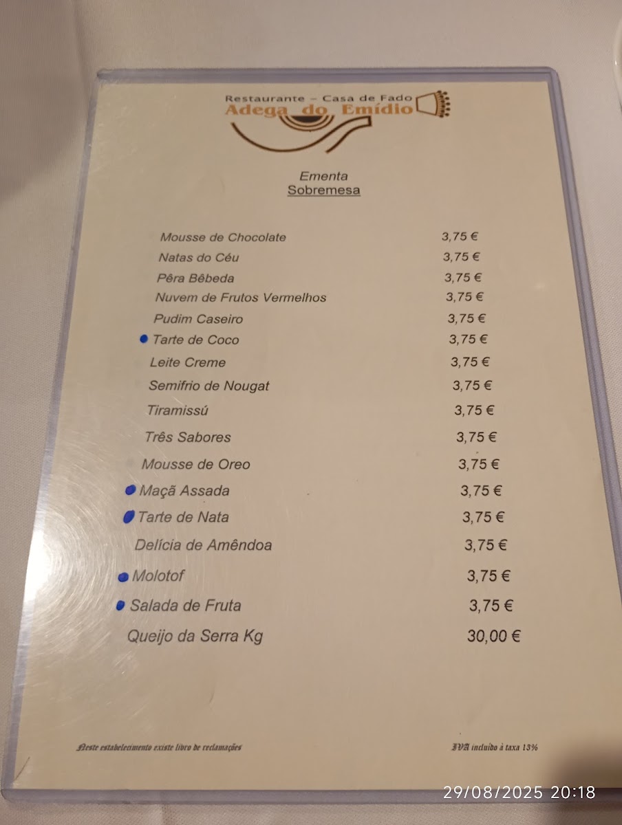 Menu Adega Do Emídio - Casa De Fado-1