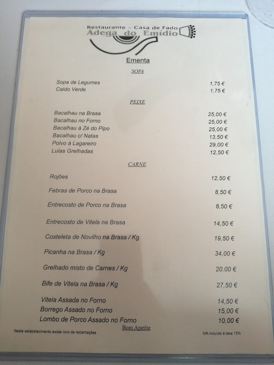 Menu Adega Do Emídio - Casa De Fado-8