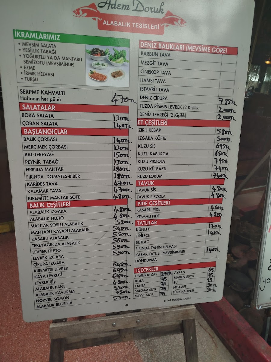 Menu Adem Doruk Balık Alabalık Lokantası Eryaman Şube-6