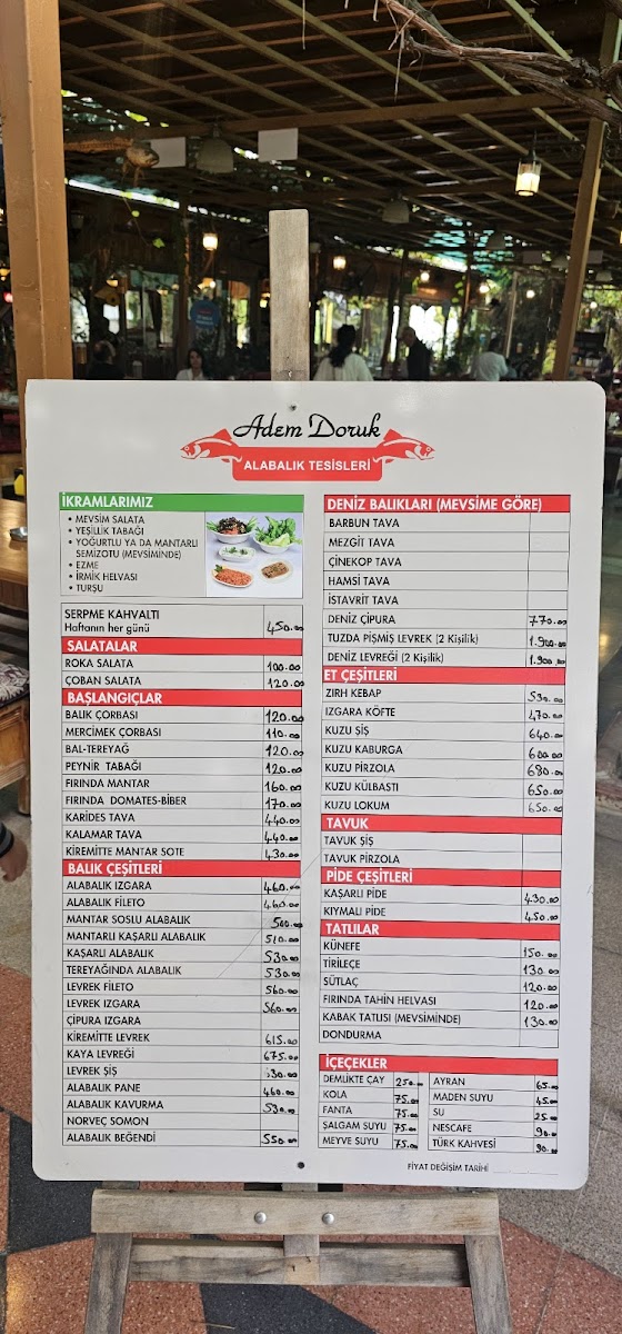 Menu Adem Doruk Balık Alabalık Lokantası Eryaman Şube-9