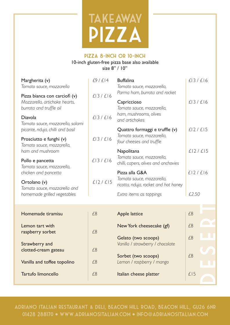 Menu Adriano Italian Restaurant & Deli-1