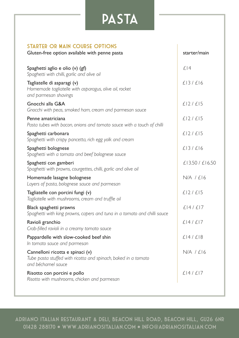 Menu Adriano Italian Restaurant & Deli-2