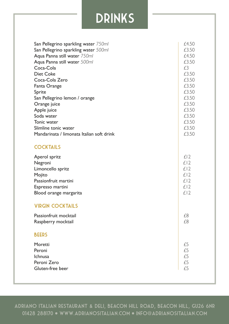 Menu Adriano Italian Restaurant & Deli-4