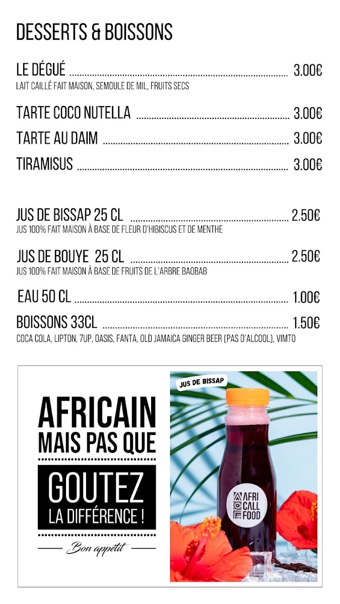 Menu Afri Call Food (Lille Fives) - Restaurant Africain Lille-4