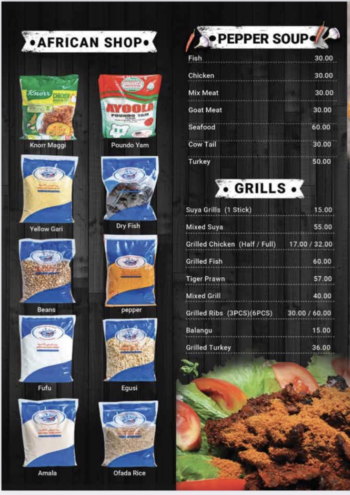 Menu Africana Home Restaurant Gold Land-3