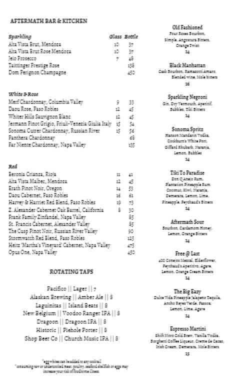 Menu Aftermath Kitchen & Bar-1