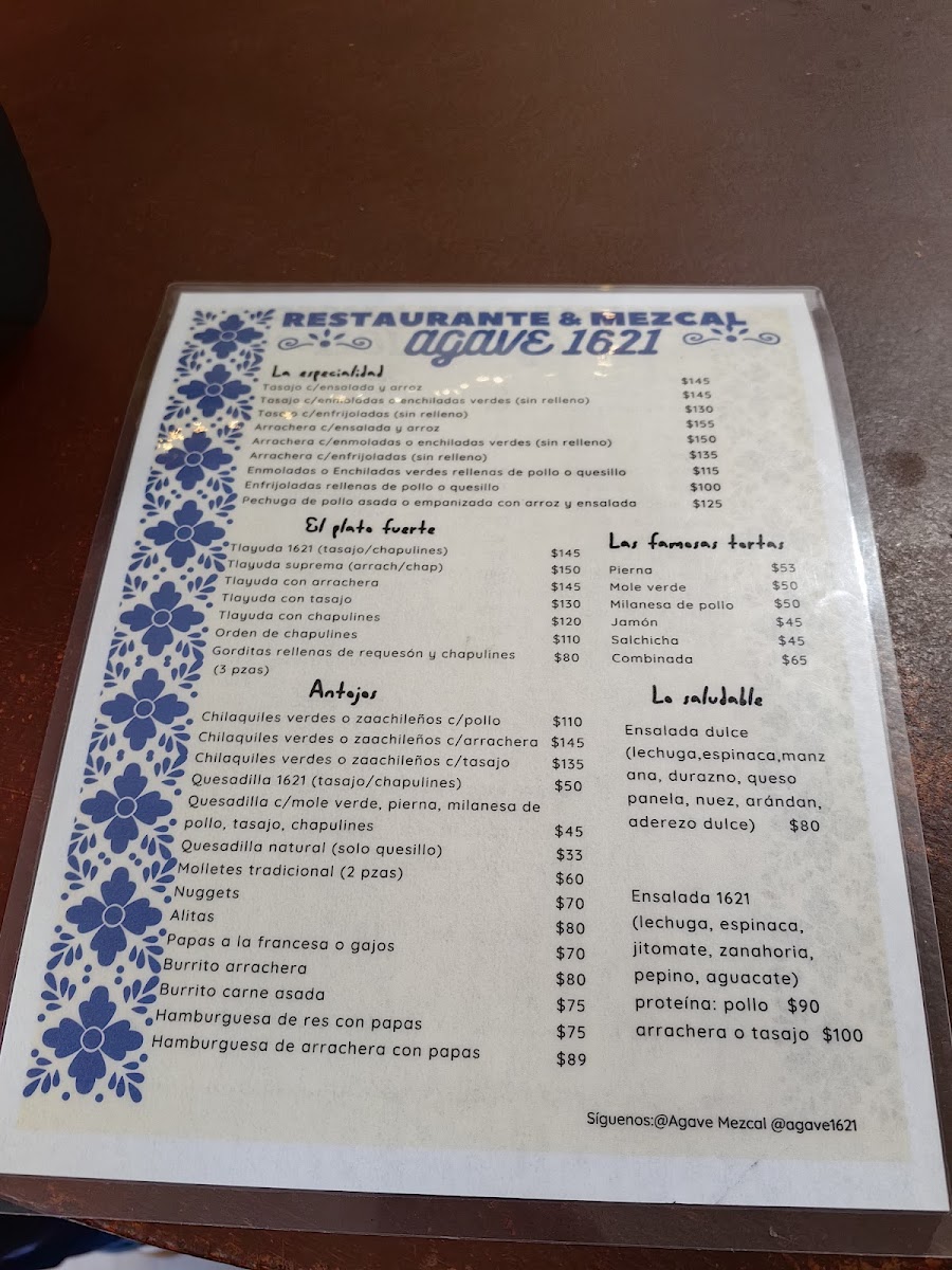 Menu Agave 1621-2