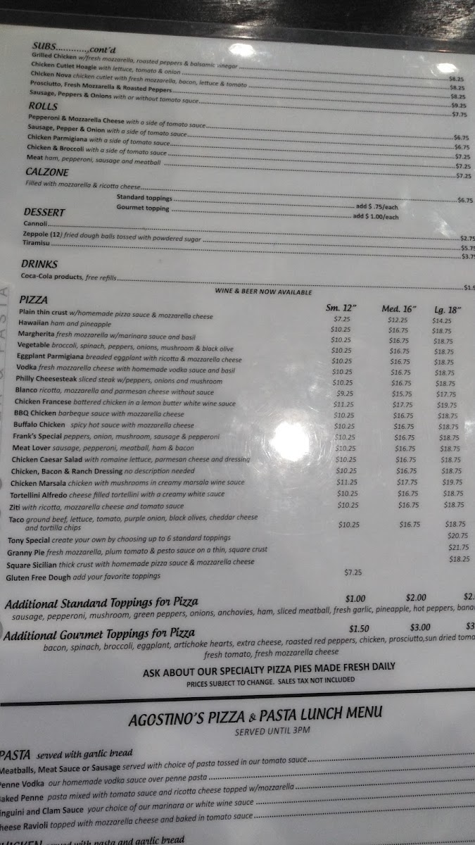 Menu Agostino's Pizza & Pasta-10