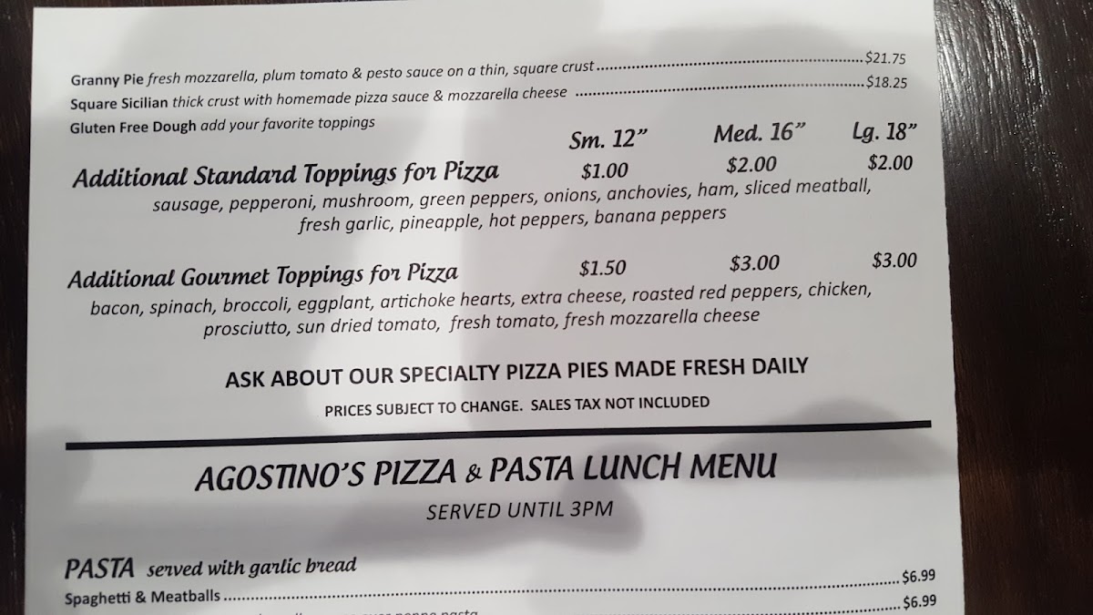 Menu Agostino's Pizza & Pasta-7