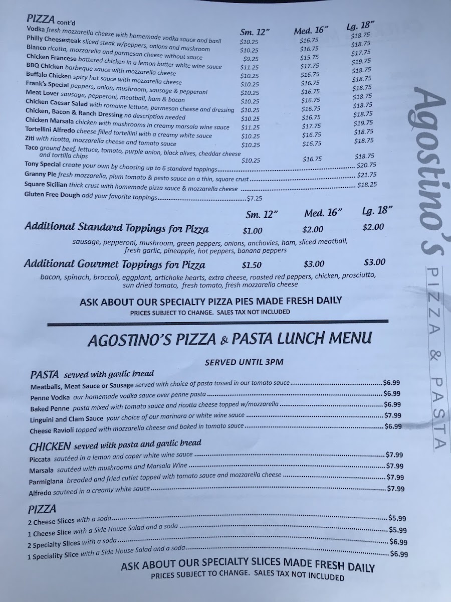 Menu Agostino's Pizza & Pasta-8