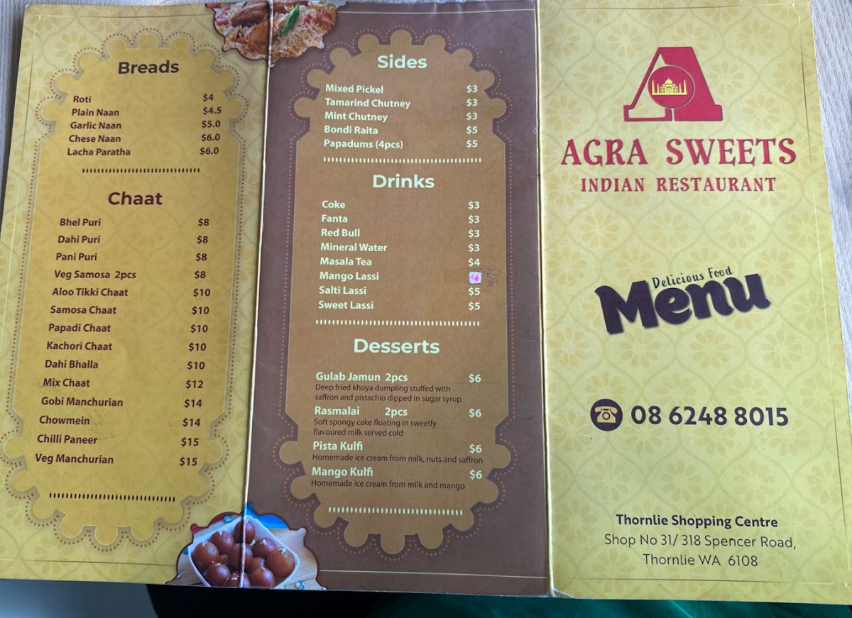 Menu Agra Sweets-1