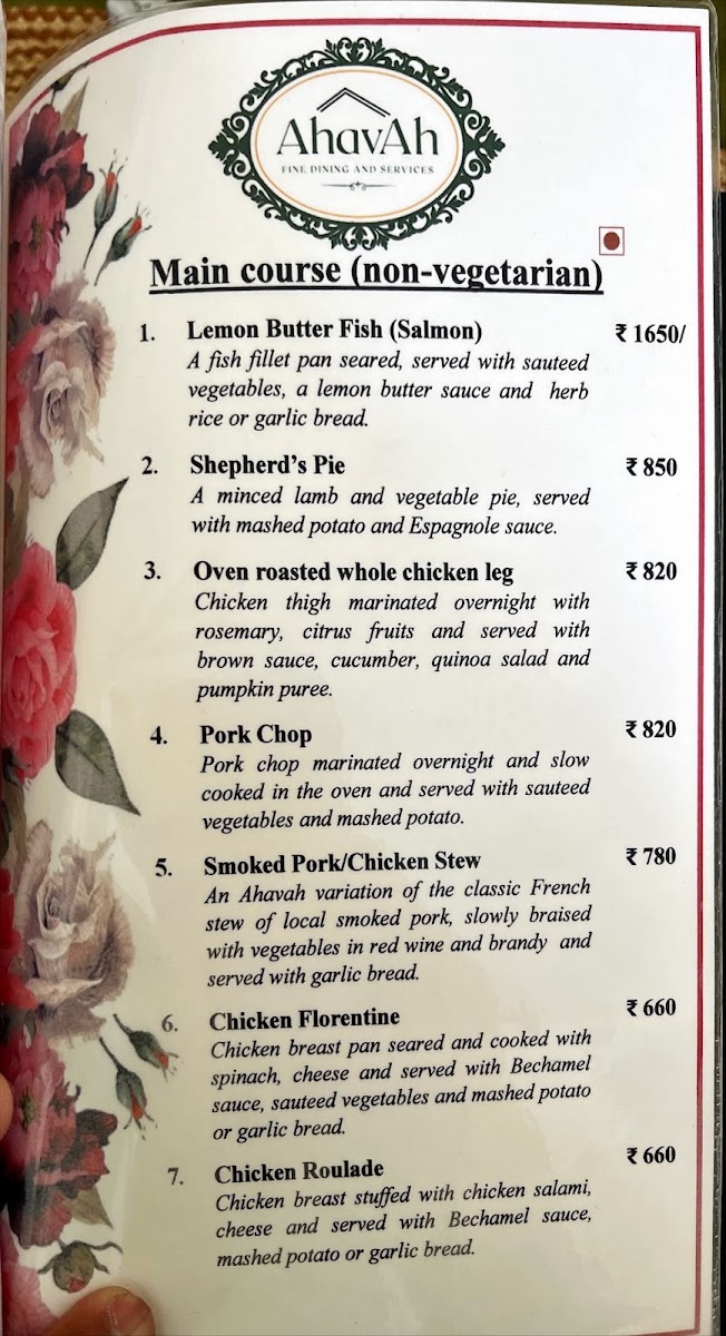 Menu Ahavah Shillong-1
