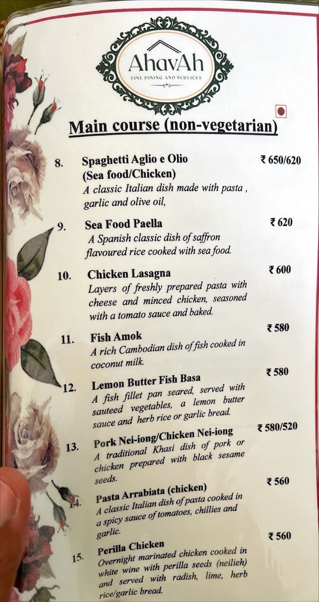 Menu Ahavah Shillong-3