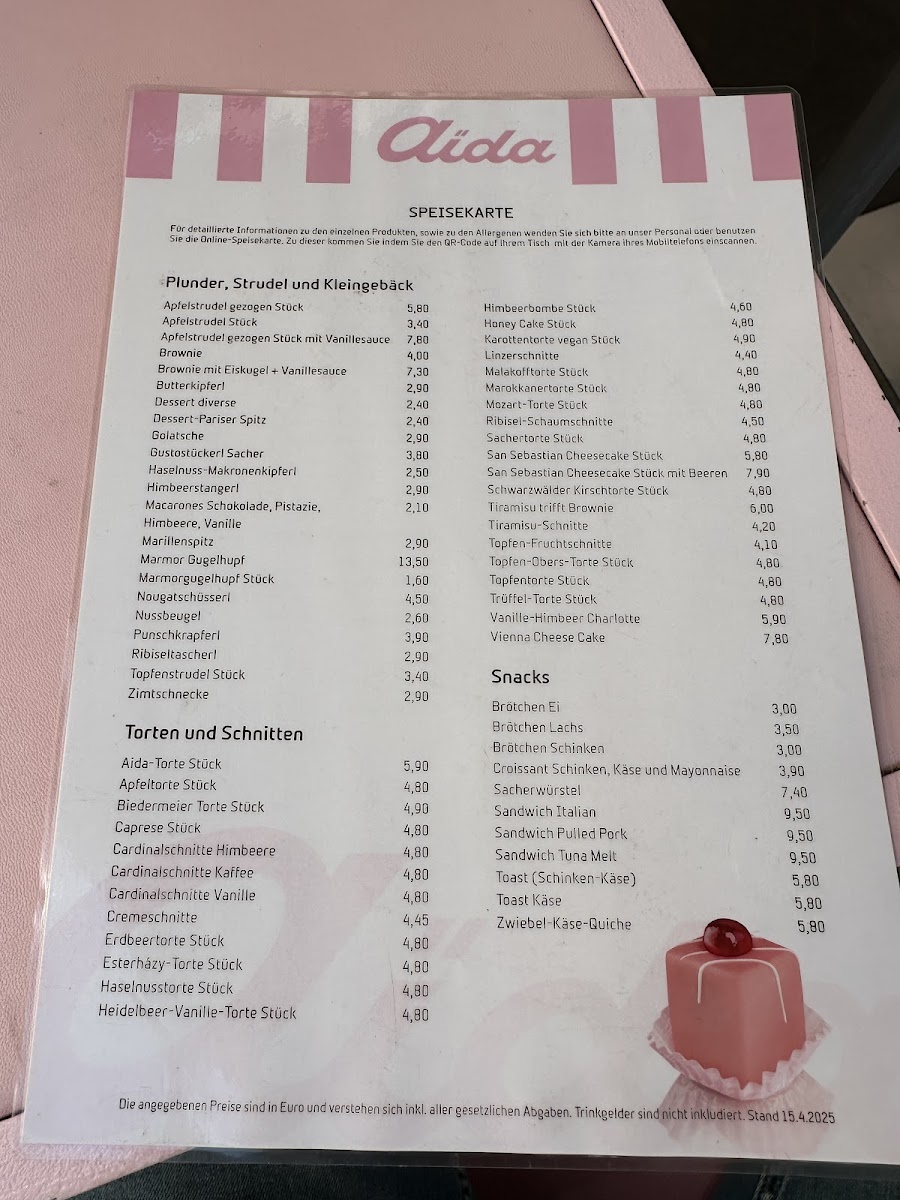 Menu Aida - Café-Konditorei-8