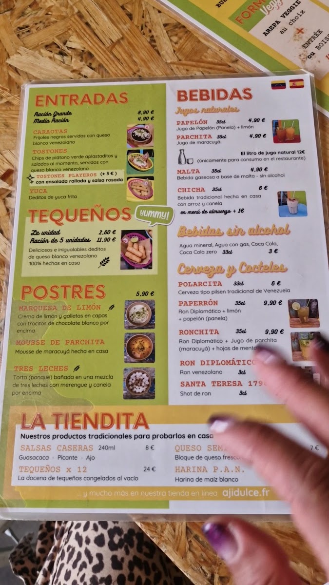 Menu Aji Dulce Restaurant Venezuelien-8