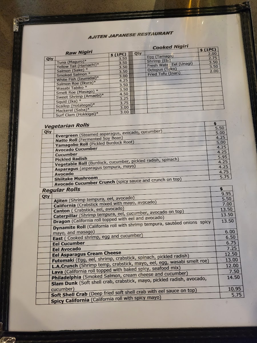 Menu Aji Ten Japanese Restaurant-10