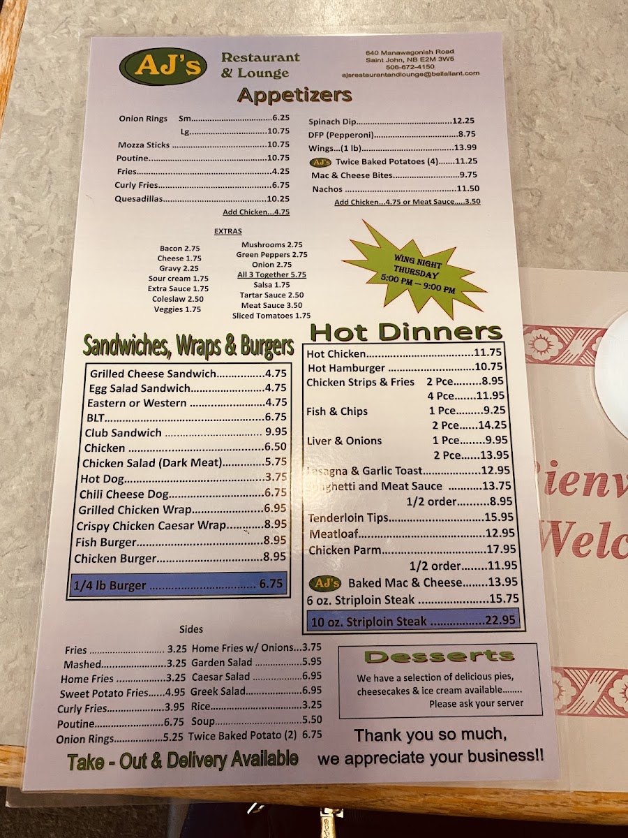 Menu Aj's Lounge & Restaurant-4