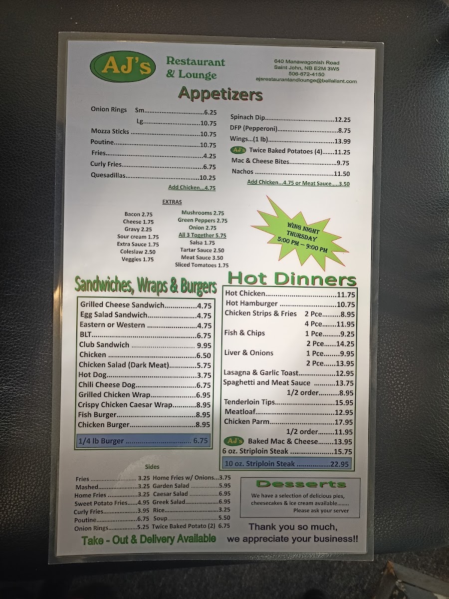 Menu Aj's Lounge & Restaurant-7