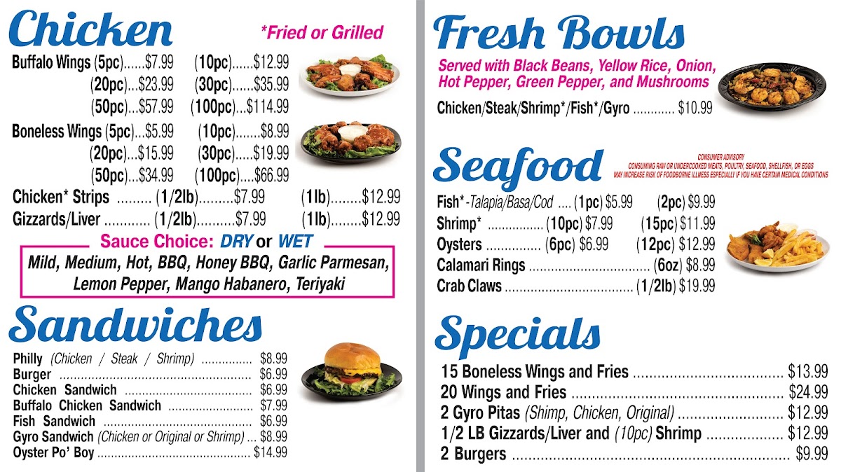 Menu Aj's Seafood Chicken & Grill-1