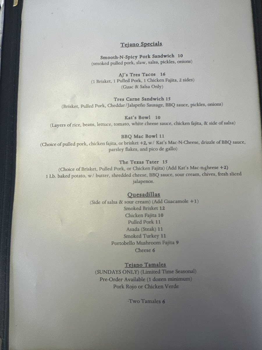 Menu Aj’S Tex-Mex & Bbq-1