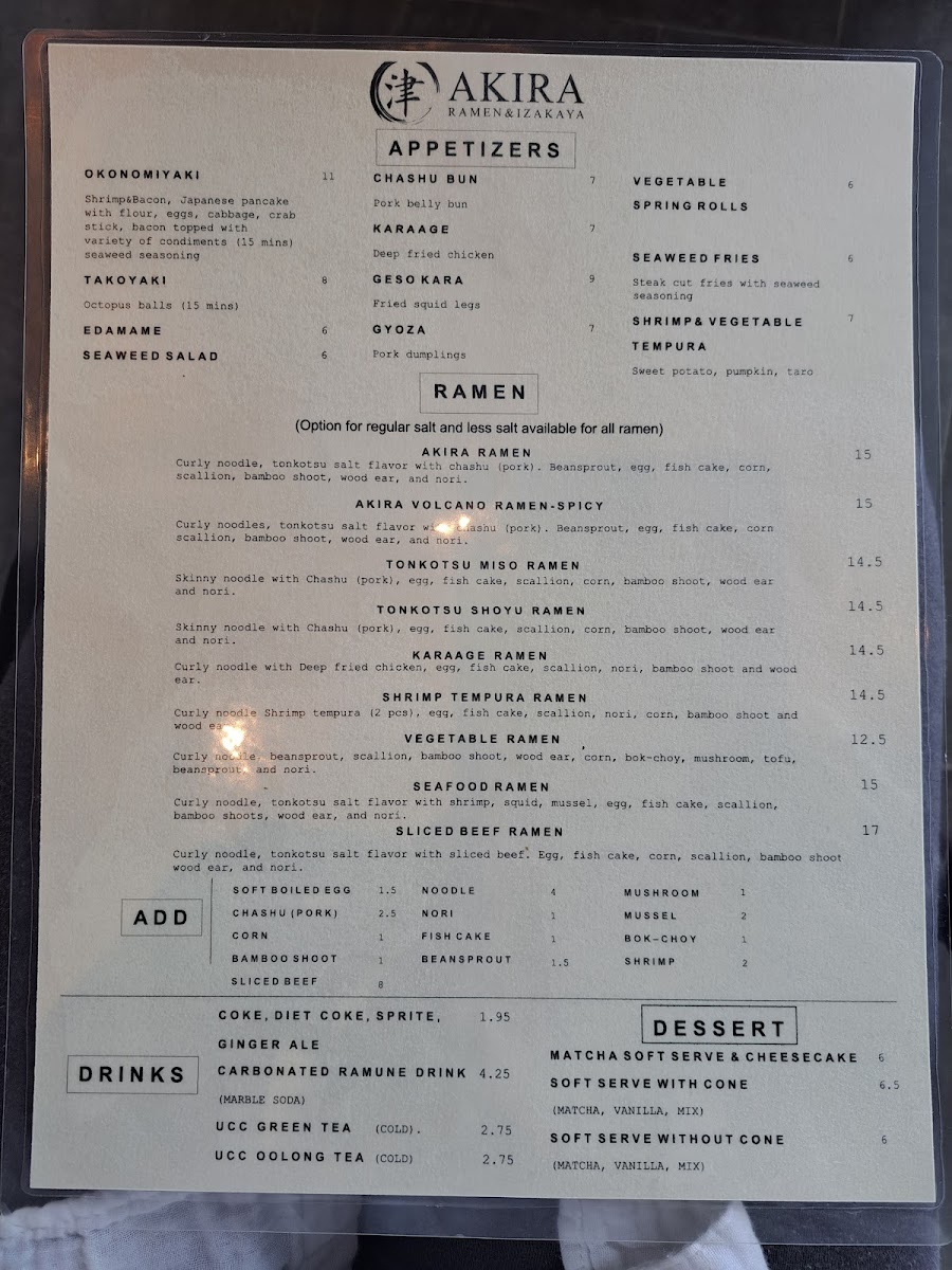Menu Akira Ramen And Izakaya-1