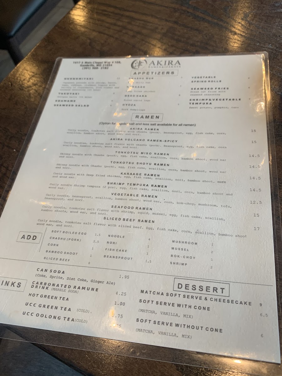 Menu Akira Ramen And Izakaya-2