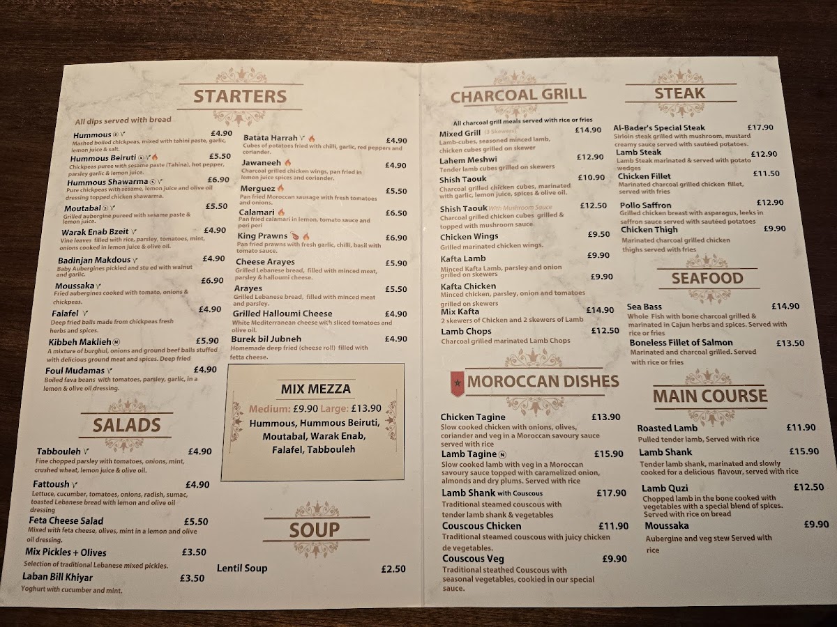 Menu Al-Bader Restaurant Coventry-1