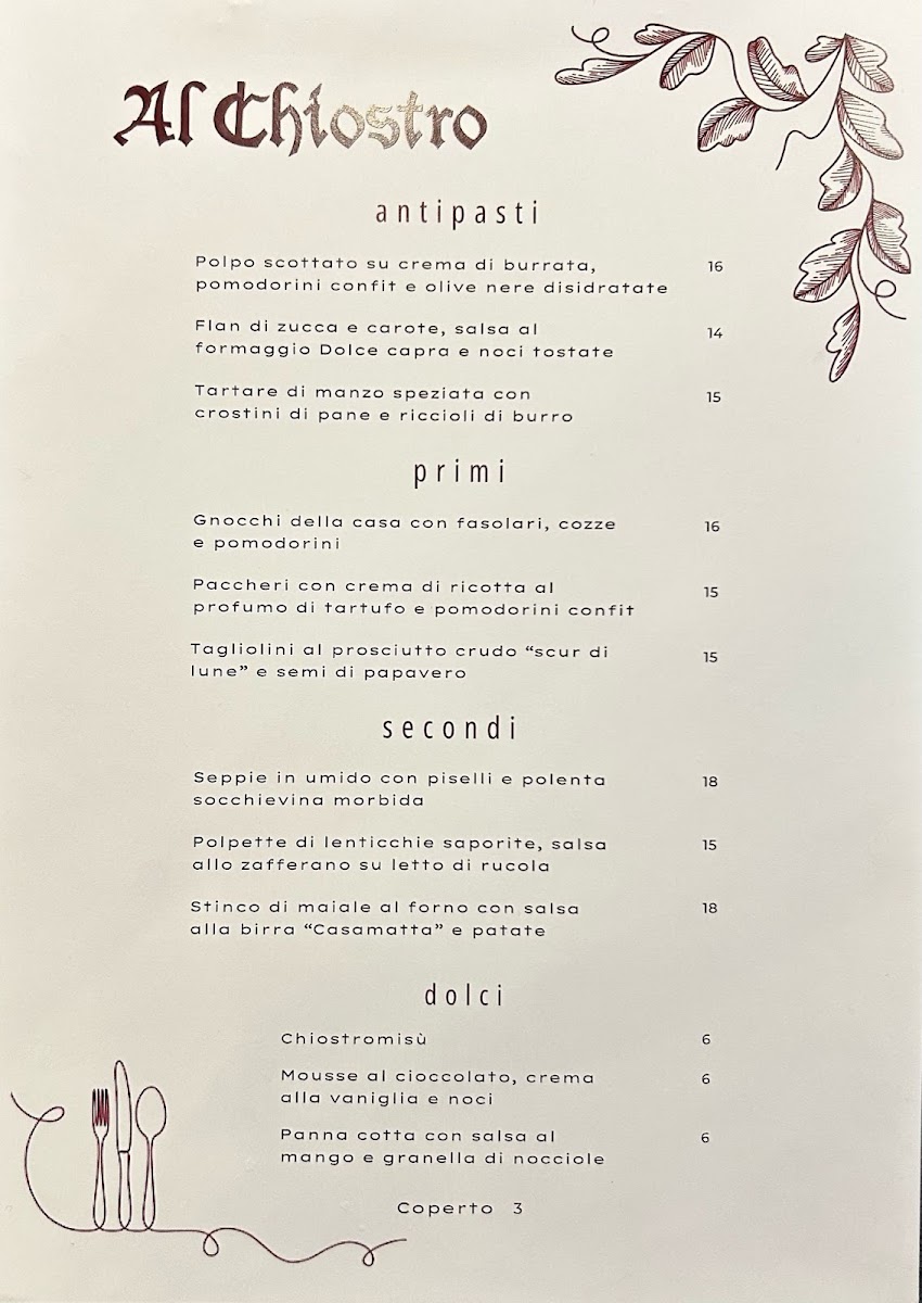 Menu Al Chiostro Bistrò-1