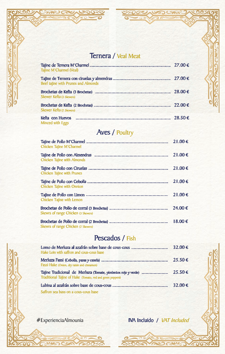 Menu Al Mounia - Restaurante Marroquí Madrid Alta Cocina-1