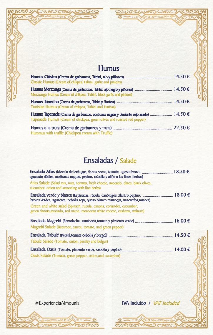 Menu Al Mounia - Restaurante Marroquí Madrid Alta Cocina-5