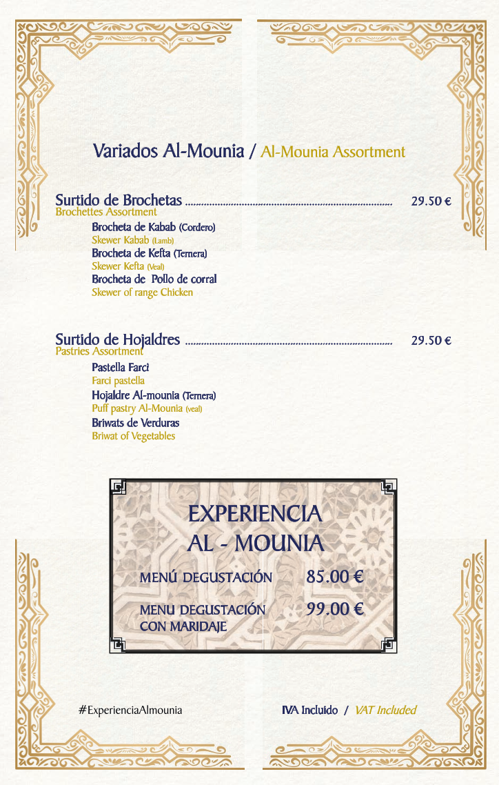 Menu Al Mounia - Restaurante Marroquí Madrid Alta Cocina-6