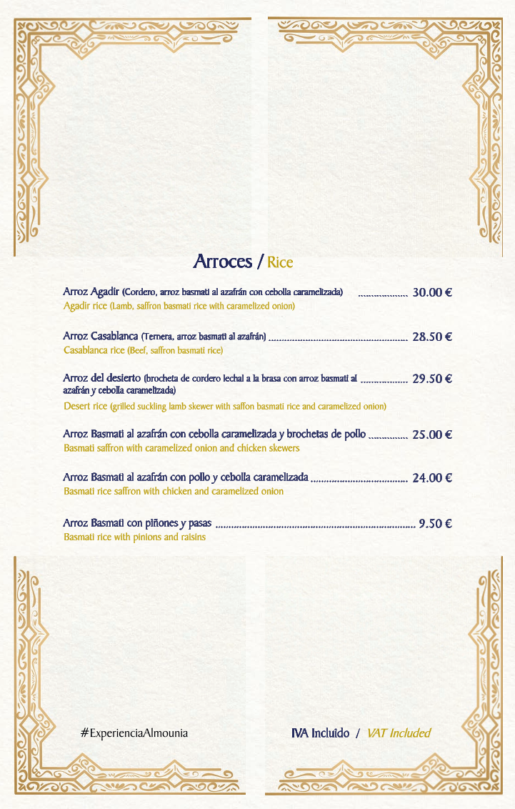 Menu Al Mounia - Restaurante Marroquí Madrid Alta Cocina-7