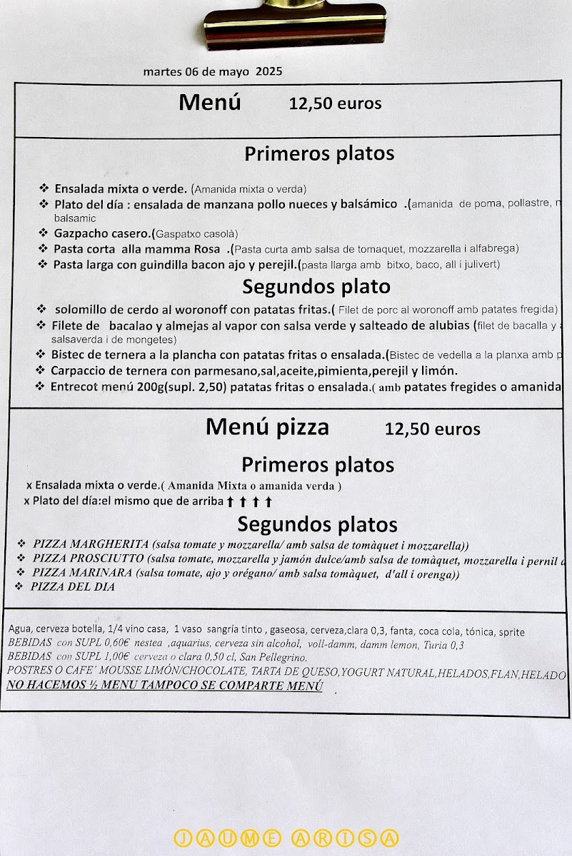 Menu Al Passatore | Santaló-1