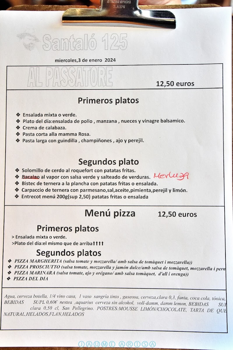 Menu Al Passatore | Santaló-10