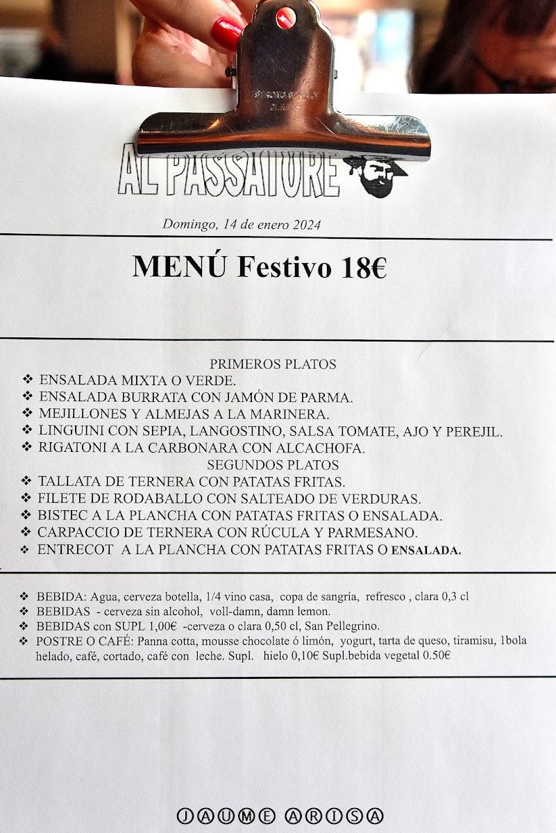 Menu Al Passatore | Santaló-3