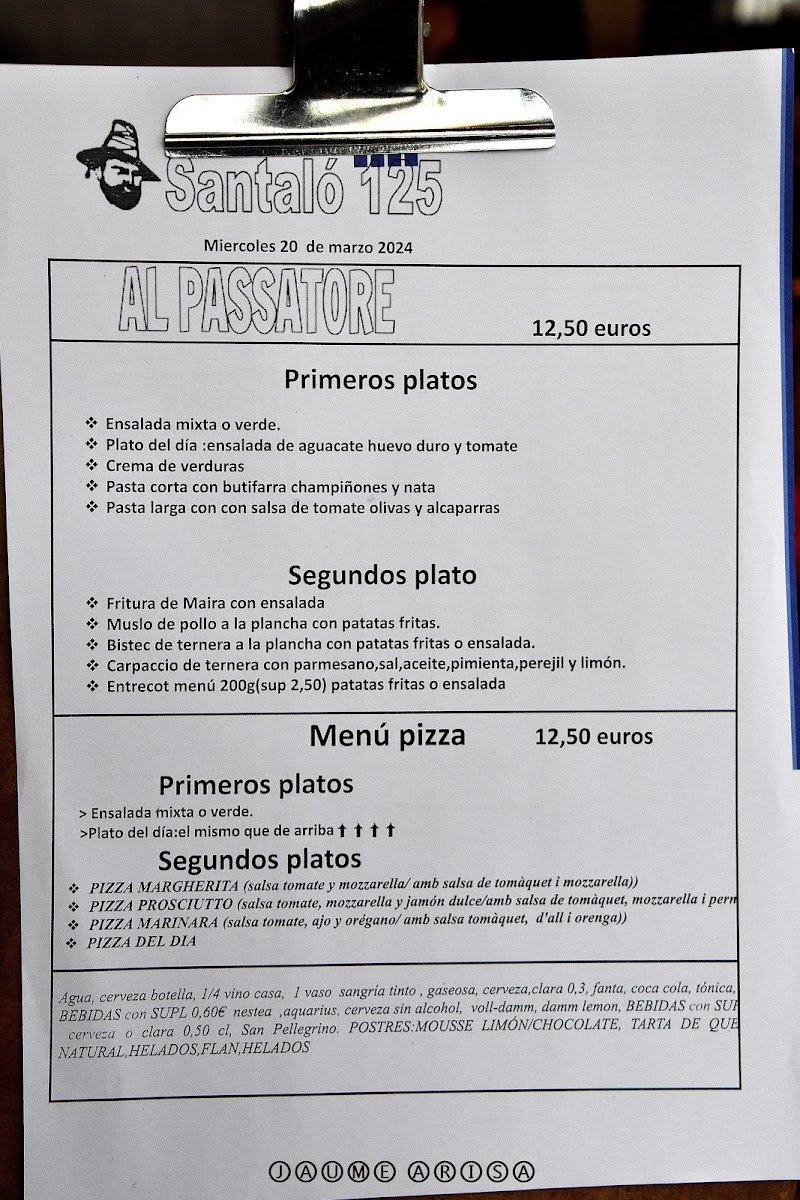 Menu Al Passatore | Santaló-7