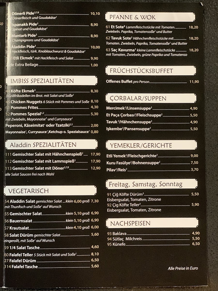 Menu Aladdin Ocakbası Restaurant Duisburg-8